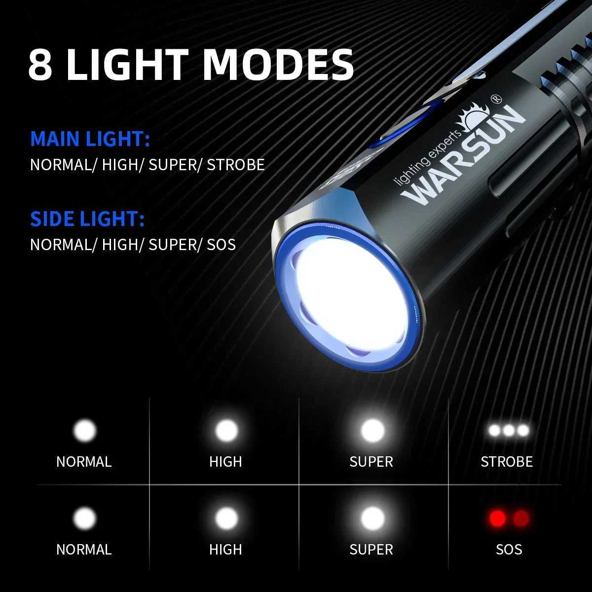 SQ03 Aluminum Alloy Waterproof Rechargeable Flashlight for Camping and Outdoor with Super Bright Magnet Handheld LED-High Lumens M251117