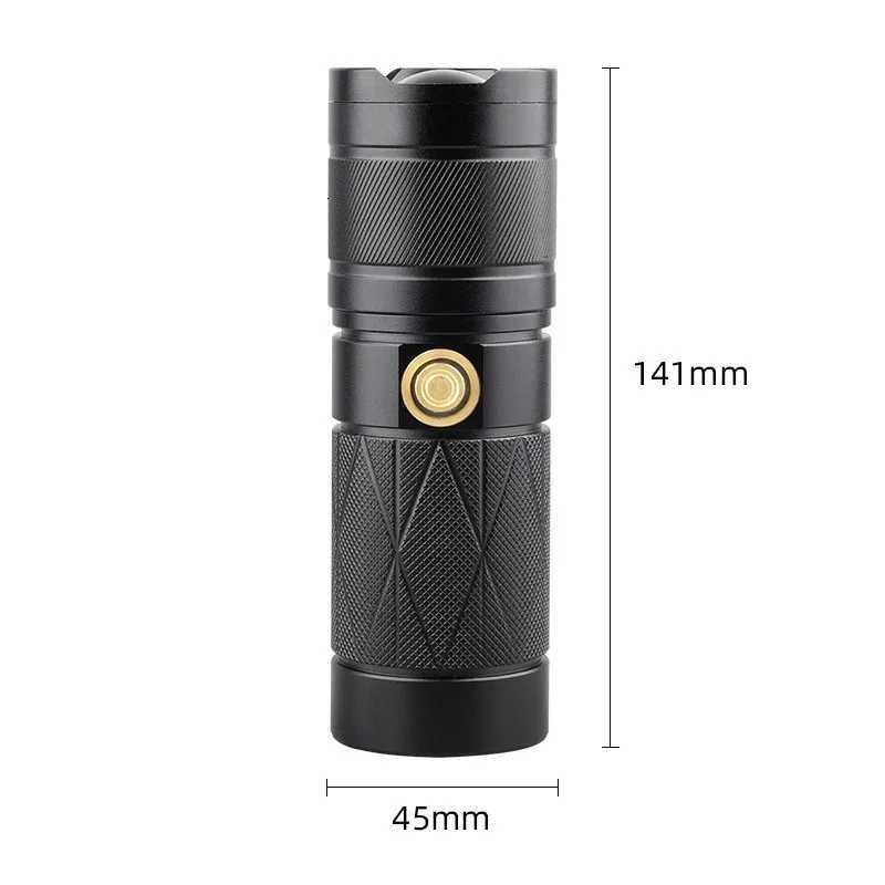Aluminum Alloy Zoom Flashlight Ultra-Long Battery Life with LED on the Tail High Battery Life Portable Suitable for Outdoor M251117