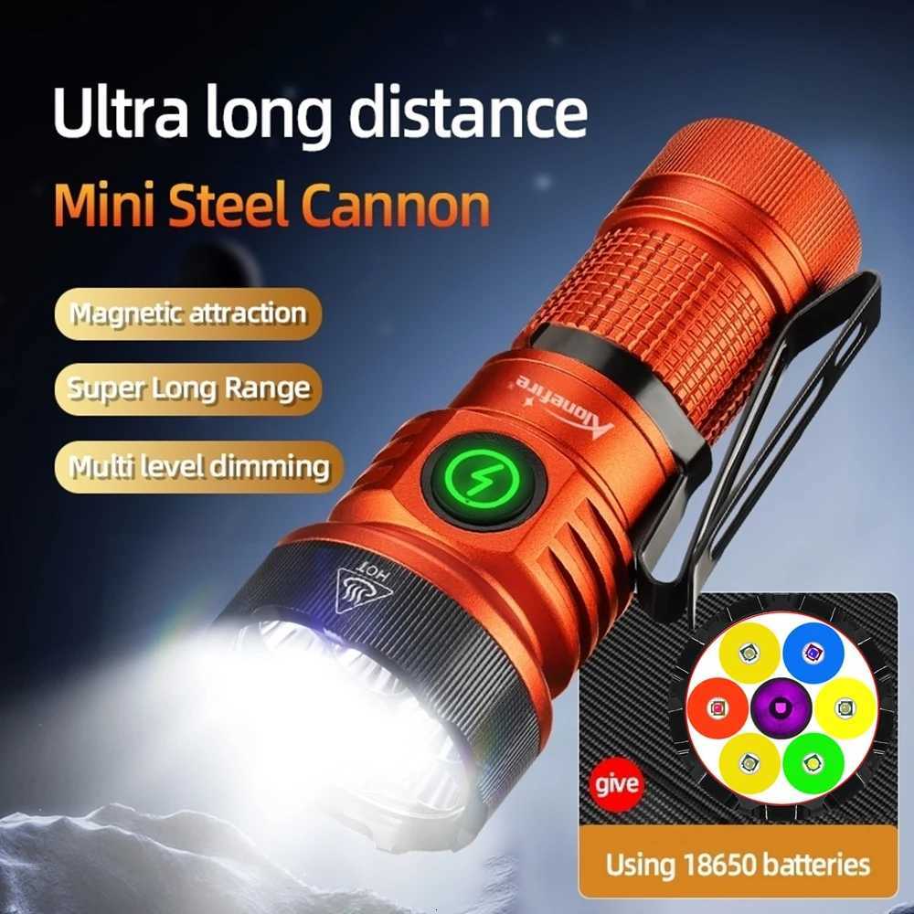 7xLED High Bright White/Red/Green/Blue/365nm UV Light Mini Flashlight USB Rechargeable Hiking Fishing Camping Magnet Work Torch M251117
