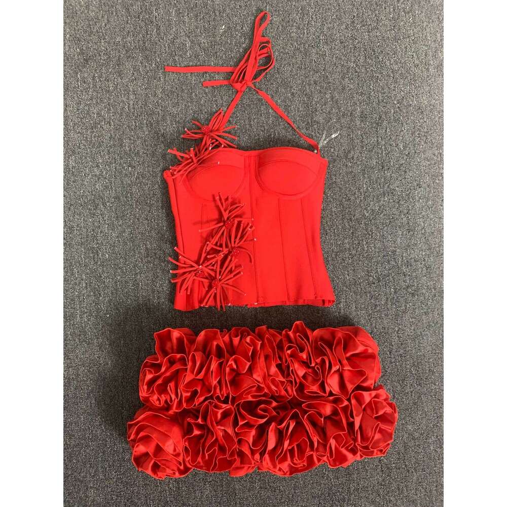 hoodie Mm Bandage Neck Hanging Mini Skirt, Two-Piece Set, Fashionable Fashion Show, Birthday Club, Evening Dress jacket