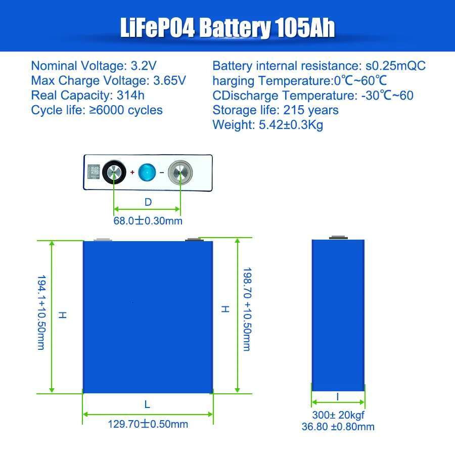 LiFePO4 3.2V EVE 105AH Battery Cell Grade A EVE MB31 314Ah with Free Busbar for DIY 12V 24V 48V Lithium Battery Pack UA NO TAX