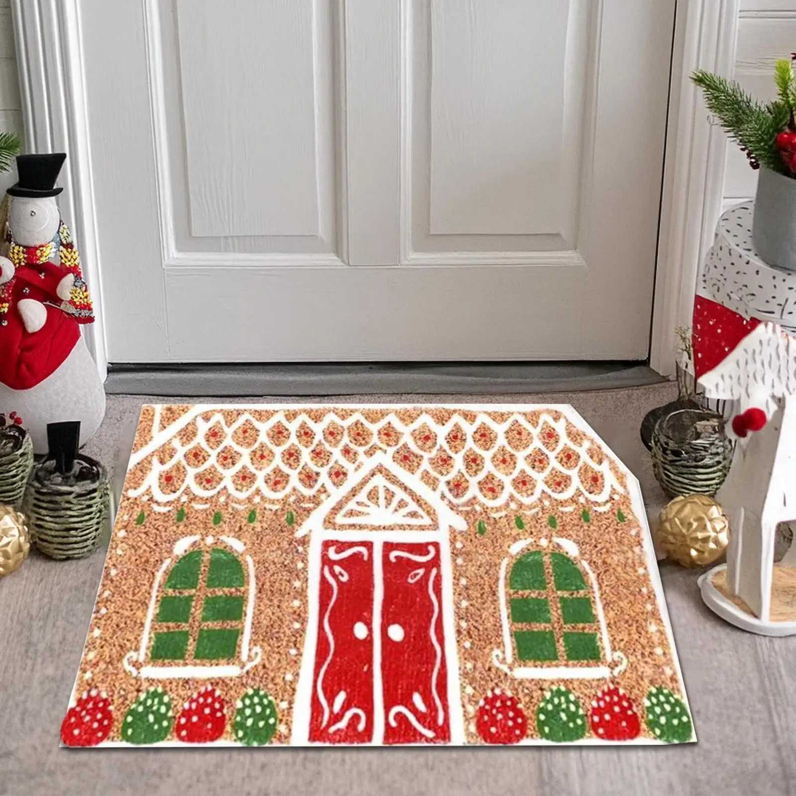 Christmas Doormat Non-Slip - Gingerbread House Holiday Front Door Mat for Indoor Outdoor Welcome Mat for Living Room EntrywayM251117
