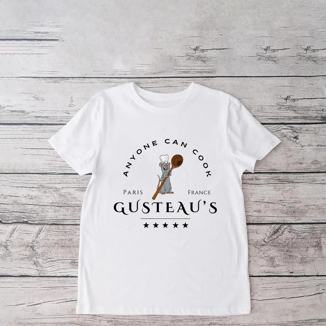 Ratatouille Shirt Chef Remy T-shirt Pixar Rat King Anyone Can Cook Y2K Top Remy Gusteau Shirt Cute Mouse Womens Printed Shirt 250410