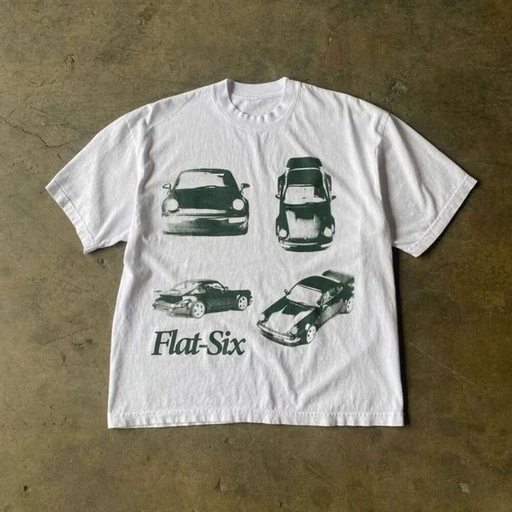 Y2K Womens Haruku Hip Hop Flat Six Car Graphic Print Round Neck Oversized T Shirt 2023 New Fashion Casual Gothic Tops