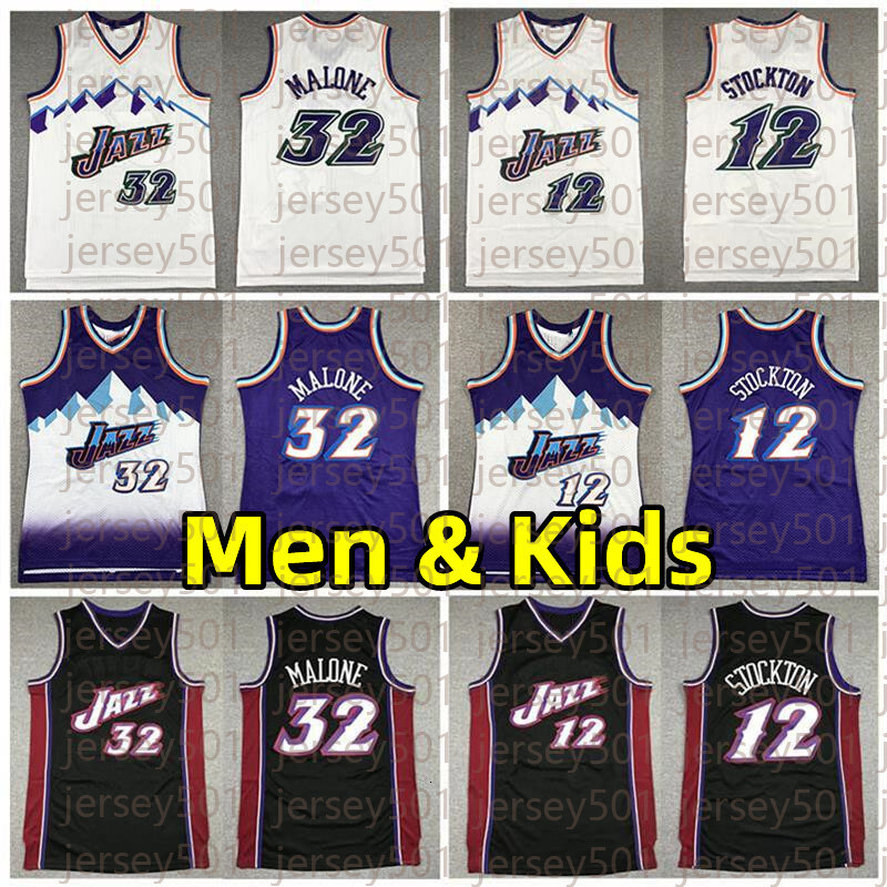Jazzs Karl Malone John Stockton Basketball Jerseys Retro Classics Men Kids Youth adults children Embroidery Stitched Jersey