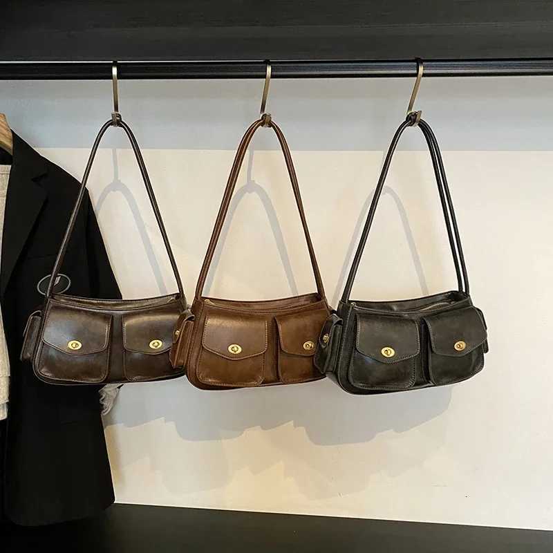 LEFTSIDE Small PU Leather Double Pockets Crossbody Bags for Women 2024 Y2K Ladies Shoulder Bag Females Handbags and PursesW251115