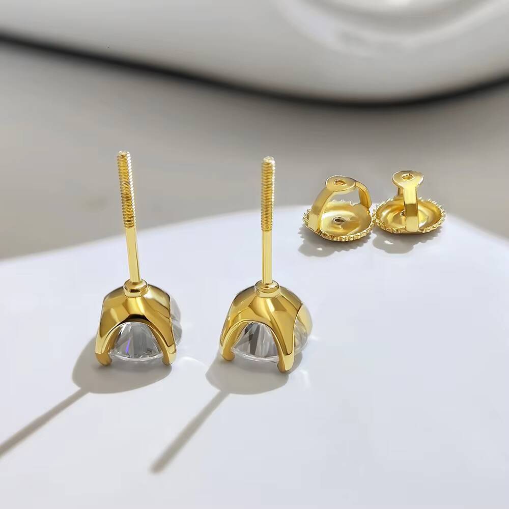 18K Gold Plated Sterling Silver VVS Moissanite Simulated Diamond Stud Earrings for Women