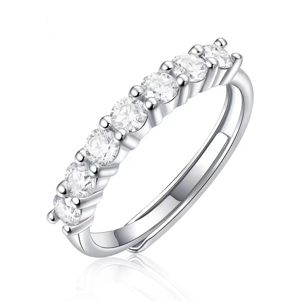 925 silver copper plated women's all moissanite diamond engagement seven princess ring