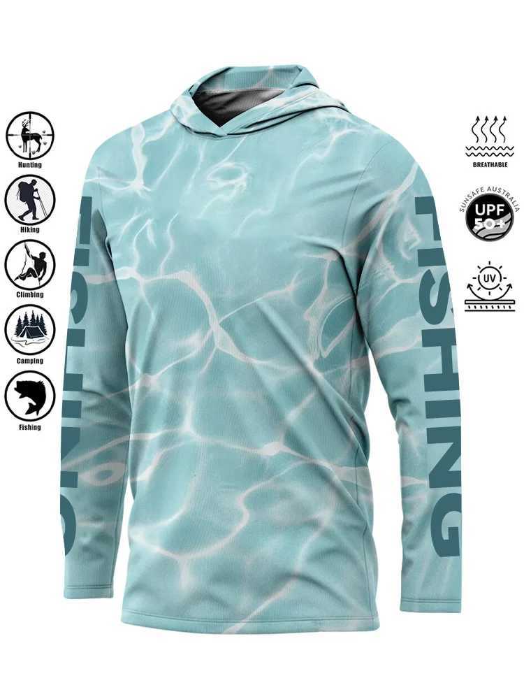 Fishing shirt hoodie UPF 50+Uv protective quick drying top breathable 2025 outdoor moisturizing Wicking Jersey fishing clothing shirt W250417