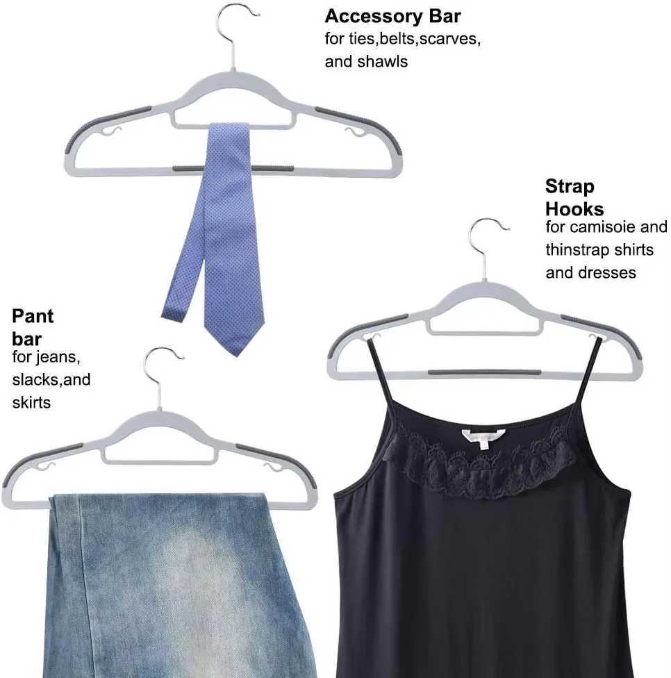 50pcs Household Clothing Storage Anti Slip Scratch Resistant Shoulder Corner Drying Rack Heavy Duty Standard Plastic Hangers C251117