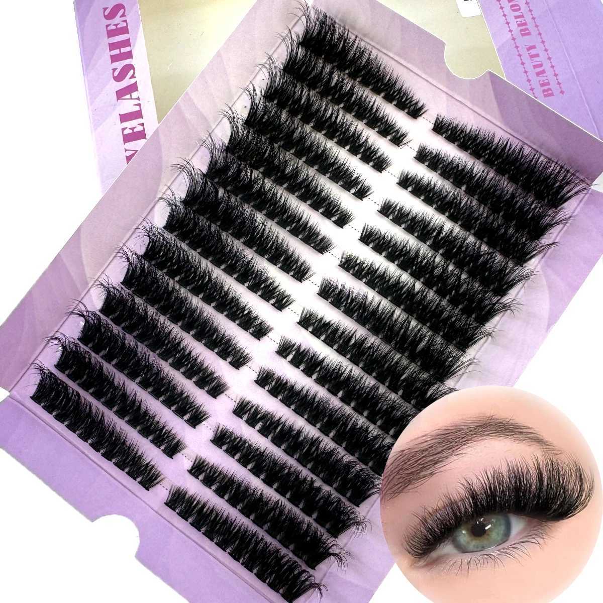 14Rows Fluffy Lash Clusters Thick Volume Eyelash Clusters Extensions 50D-100D Left/Right Individual Lashes Cat EyeLash ExtensionT251117