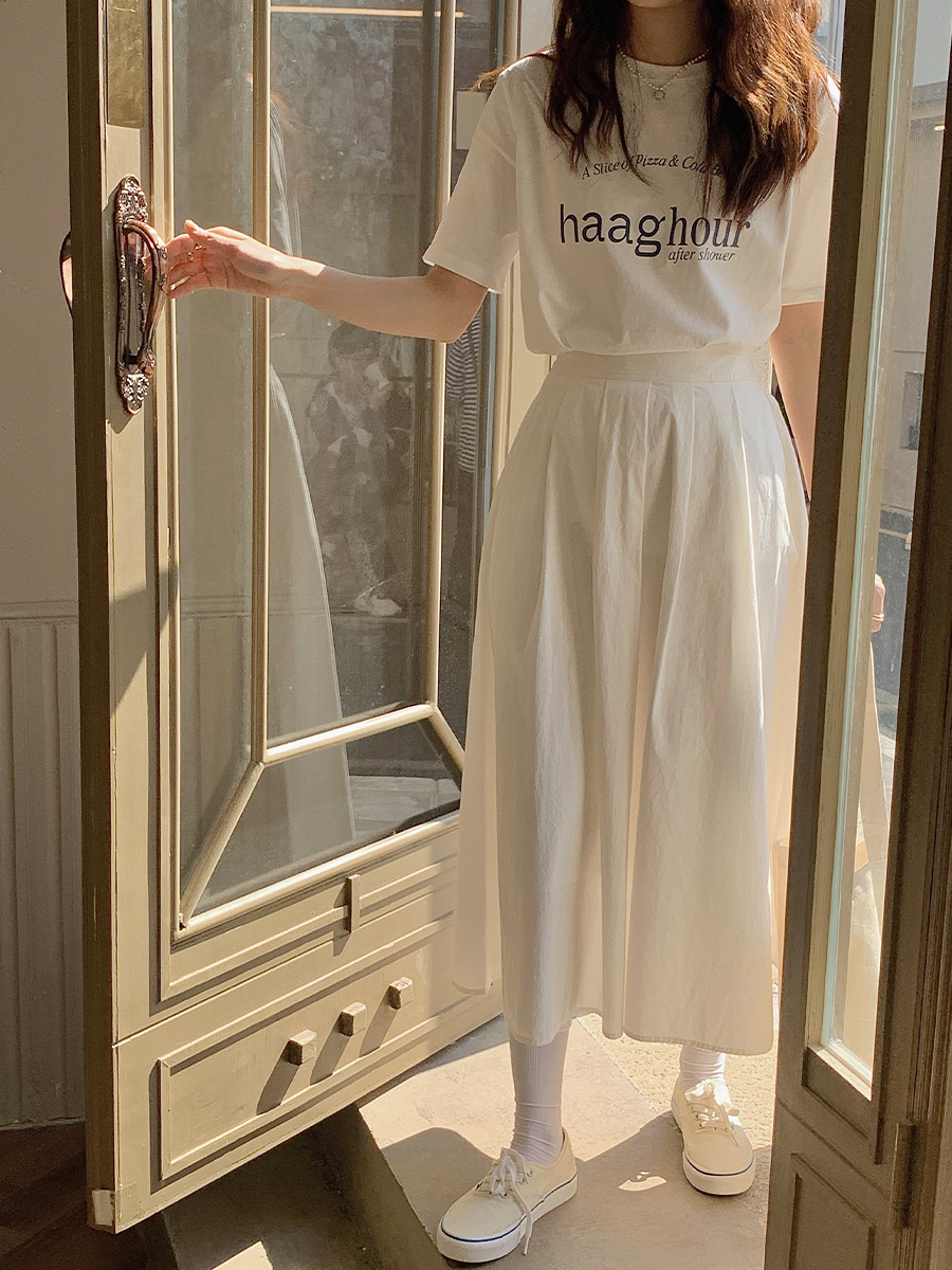 H9100 High quality Little white skirt Weisong clothing 2025 spring and summer new high waist slim solid color simple A-line skirt