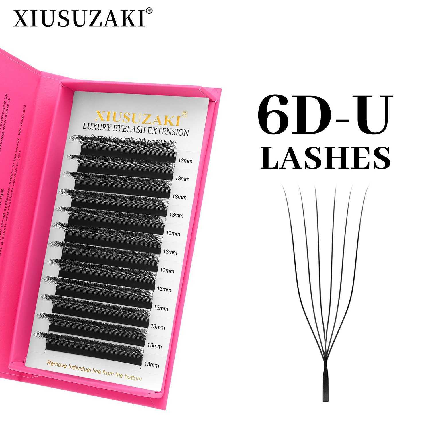 XIUSUZAKI U 6D W Lashes Extensions Matte Black U Shaped 6DW Eyelashes Extensions U Lashes Premade Volume Fans False EyelashesT251117