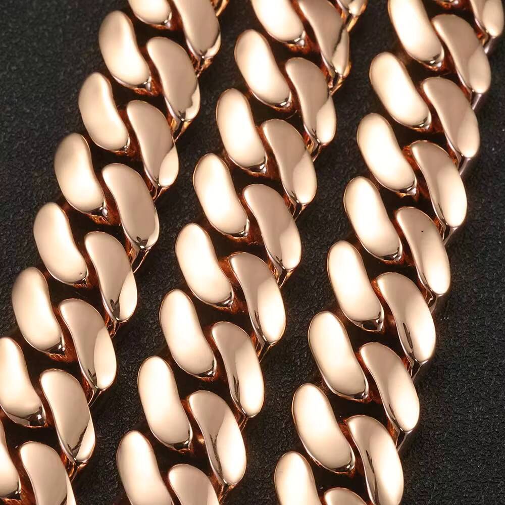 Moissanite Luxury Hip Hop Rose Gold Plated Thick Cuban Links with Diamond Clasp Mens Thick Monaco Cuban Link Chain Bracelet