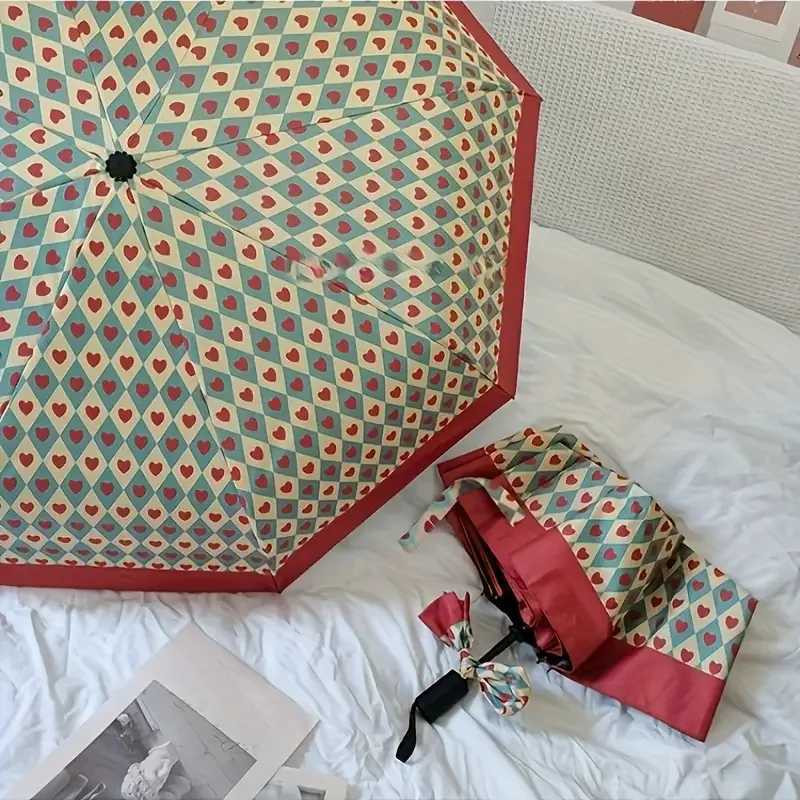 Automatic opening and closing umbrella Rust red fully automatic parasol tri-fold black coating dual-purpose umbrella C251117