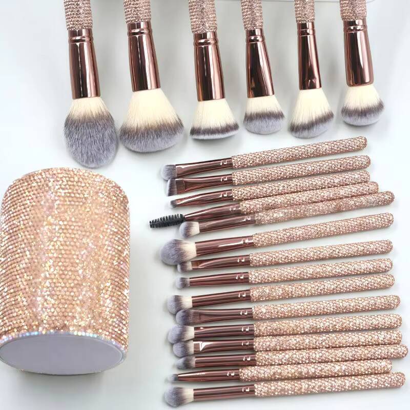 High End Cosmetics Beauty Tool Spa Headband Makeup Sponges Diamond Bling Rhinestone Makeup Brushes Set With Gift Box