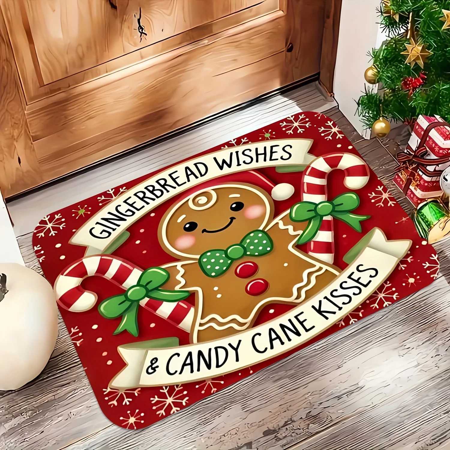 VIKAMA Christmas Carpet Gingerbread Man Doormat Soft Welcome Carpet Living Room Carpet Rug For Bedroom Outdoor Carpet Home DecorM251117