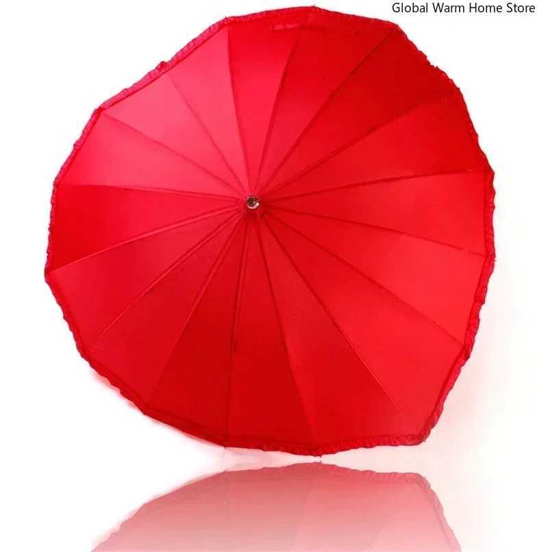 Heart Shaped Love Red Umbrella for Men and Women Adult Bridal Wedding Gift Waterproof Wind Resistant Creative Rain C251117