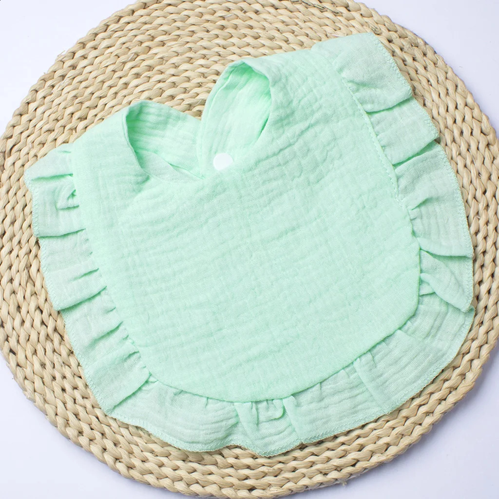 Gauze bib suitable for boys and girls pure cotton candy comfortable color Saliva solid lace towel baby products 250414z