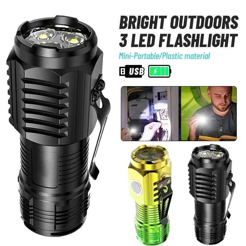 Ultra-bright Rechargeable LED Pen Clip Mini Flashlight Handheld Torch Portable Waterproof Lamp for Nigh Work Emergency Camping M251117