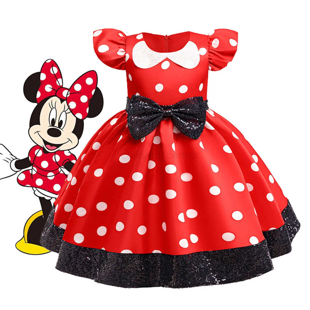 Disney Shiny Toddler Little Girls Minnie Mouse Cosplay Costume Girls Birthday Party Fancy Holiday Easter Dress W20250417