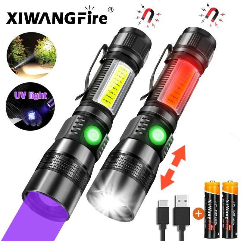 UV Light Strong Light Flashlight USB Rechargeable Camping Lantern Pets Urine Stains Black Light Led Ultraviolet Torch Lamp M251117