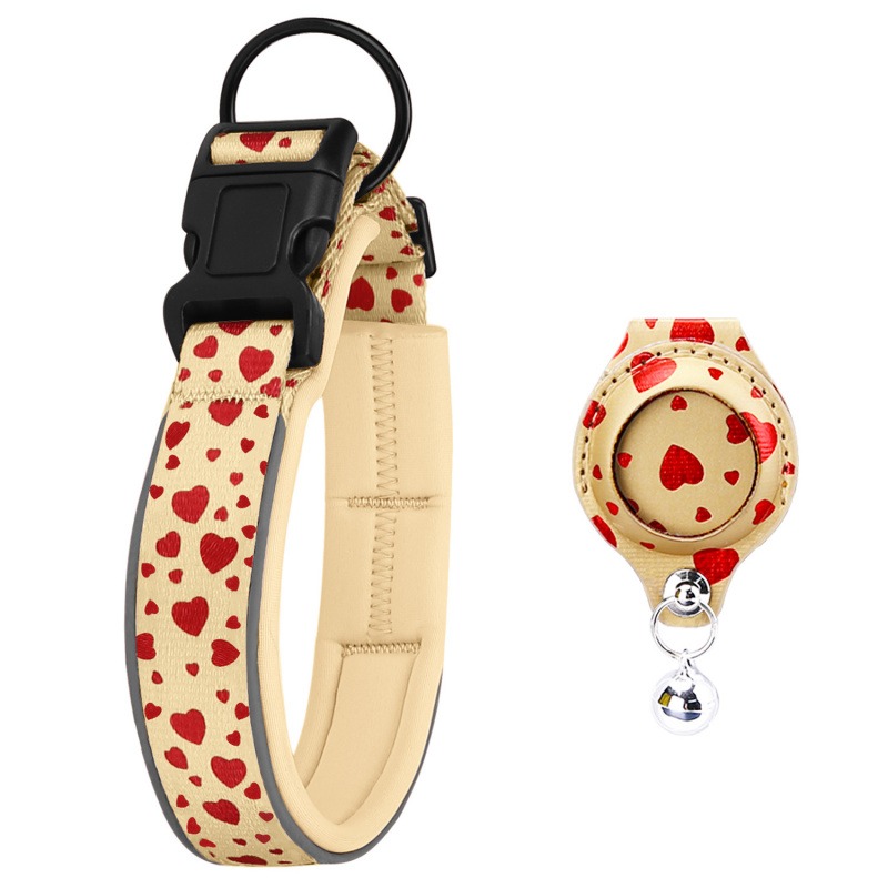 Factory Custom & Free Design Airtag Holder Dog Collar Adjustable Soft Nylon Ribbon Reflective Quick Release Dog Airtag Collar