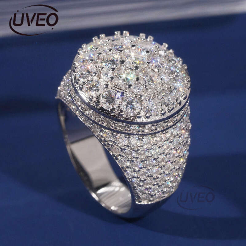 Moissanite Ring 925 Jewelry Iced Out VVS Gold Hip Hop Pass Dias Tester Fashion Sterling Silver Mens