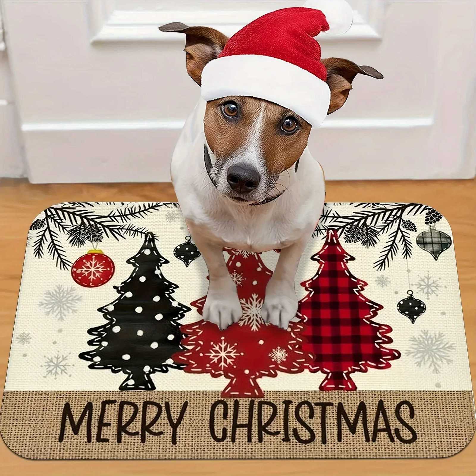 Merry Christmas decoration door mat Christmas tree printed floor mat suitable for home room bathroom kitchen non-slipM251117