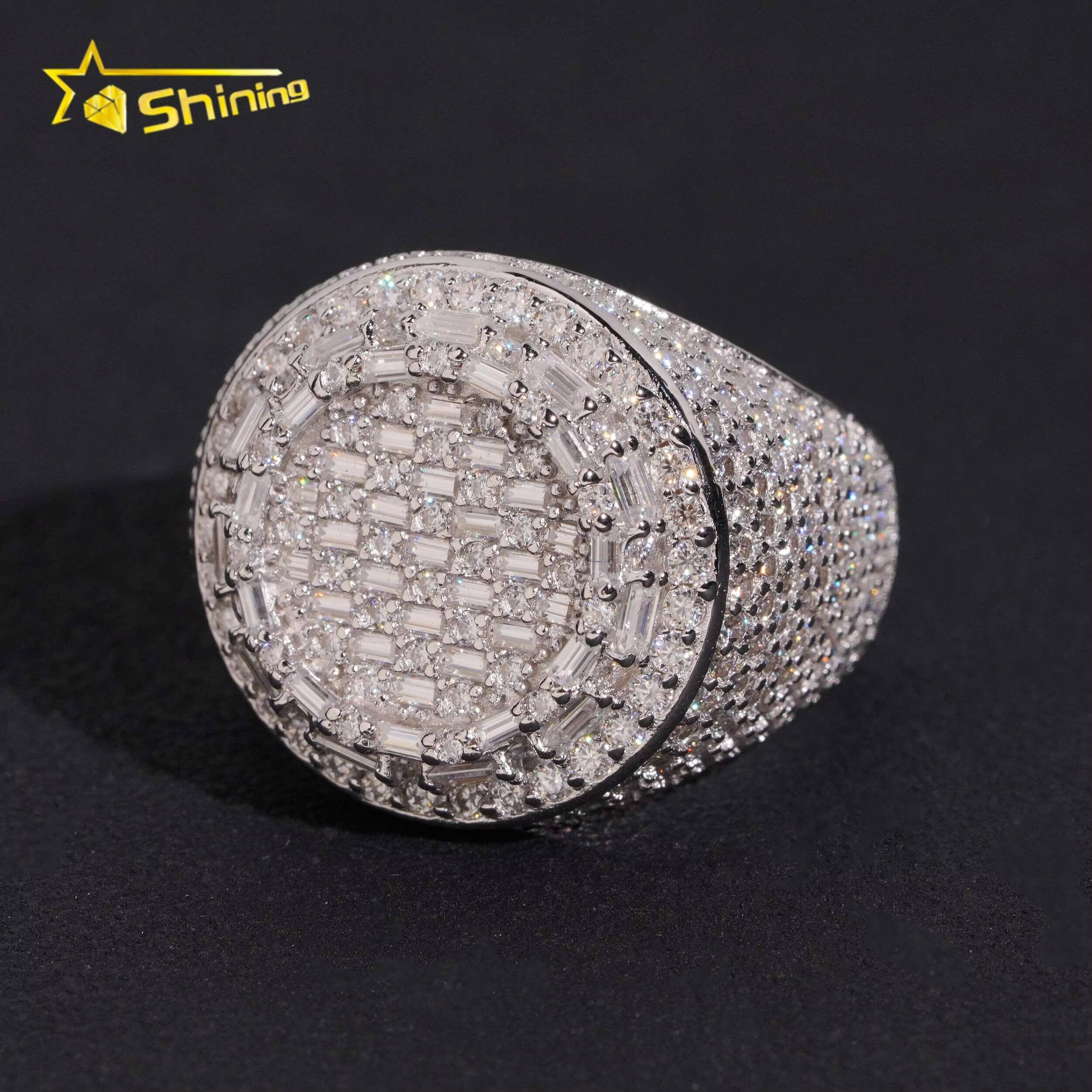 New Arrival GRA Certified VVS Moissanite Ring Men Hip Hop 925 Sterling Silver High Quality Shining Iced Out Ring Hip Hop Ring
