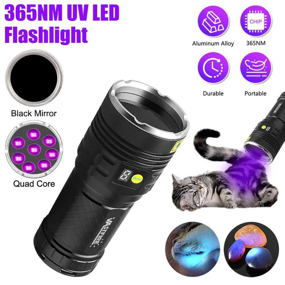 UV Flashlight 365nm/395nm 8Lights Black Mirror Flashlamp Ultraviolet Ink Dryer Money Fluorescer Detector Purple Light Torch M251117
