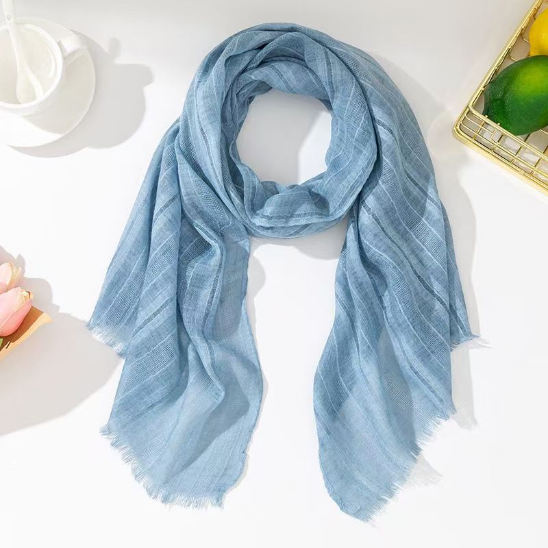 T495 Artistic cotton and linen breathable women's spring and autumn winter neck decoration long thin scarf square scarf Korean silk scarf summer