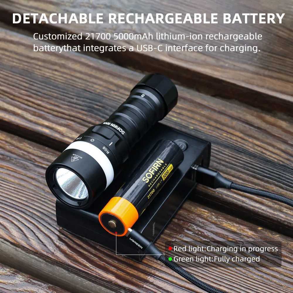 Sofirn SD08 3200lm Range 385m Diving Flashlight Powerful Rechargeable 21700 Underwater Deep Flashlight with 360 RGB Indicator M251117