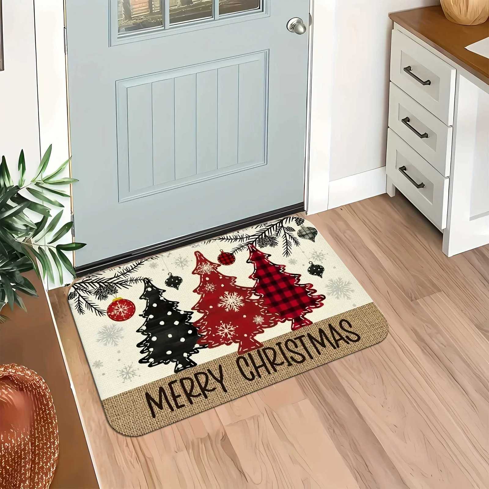 Merry Christmas decoration door mat Christmas tree printed floor mat suitable for home room bathroom kitchen non-slipM251117