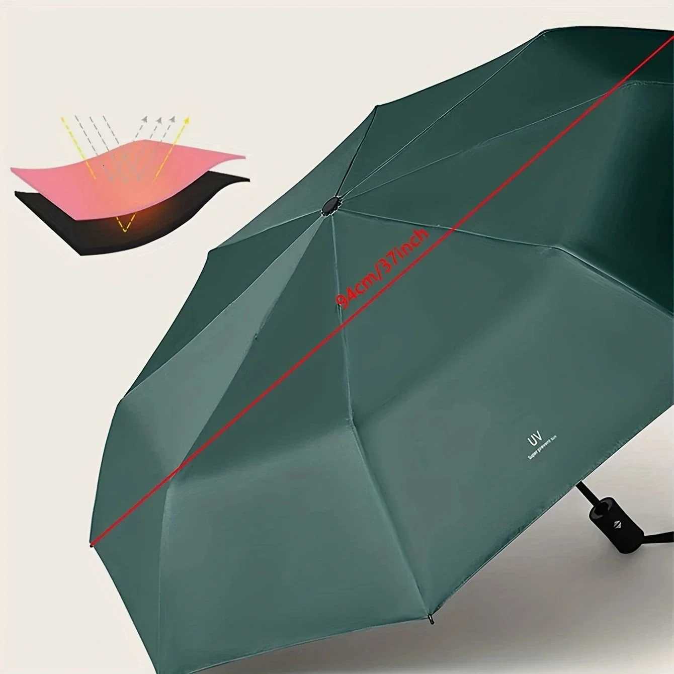1pc-Reinforced buckle fully automatic umbrella mens and womens folding windproof strong waterproof and sturdy umbrella C251117