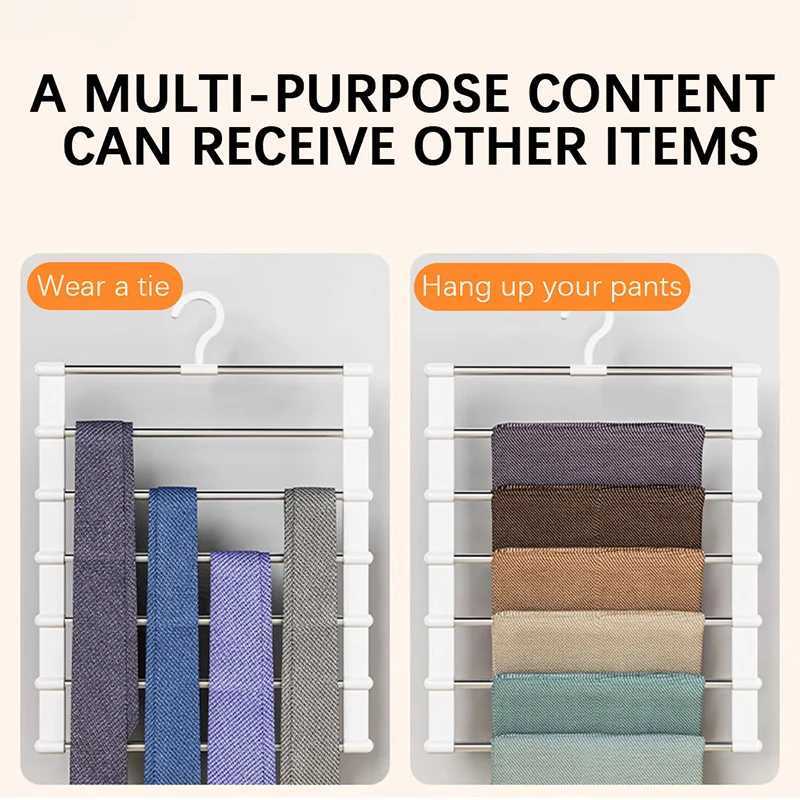 Stainless Steel Pants Hanger Magic Foldable Trouser Rack Ladder Hanger For Saving Wardrobe Space Closet Organizer C251117