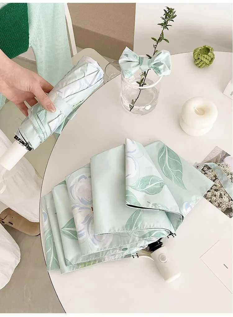 Chinese style small fresh floral umbrella womens high-end feeling sun and rain dual-purpose sun umbrella high-value automatic s C251117