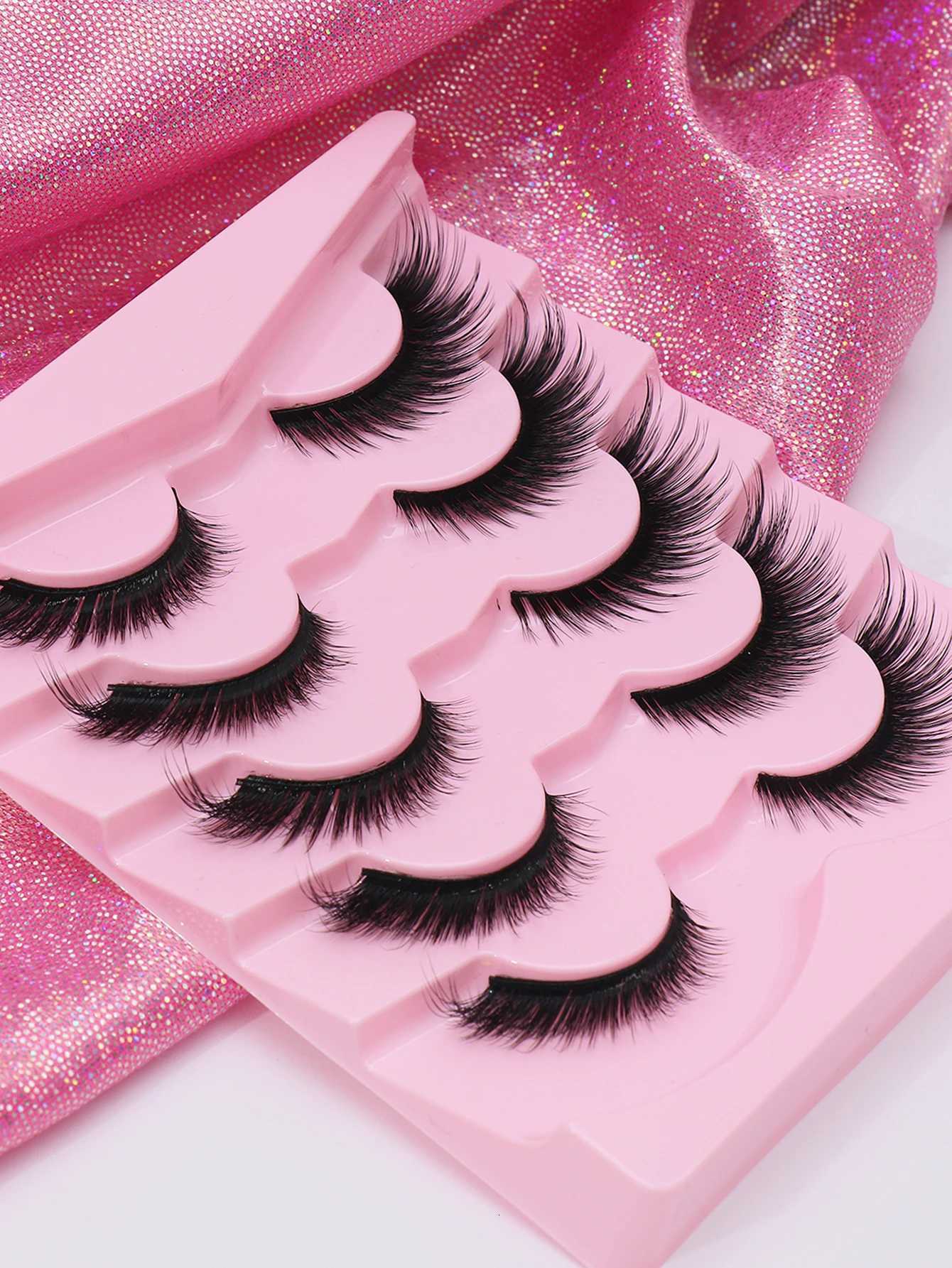 5 pairs of natural false eyelashes suitable for daily business meetings natural false eyelashes fluffy and soft 3D mink falseT251117