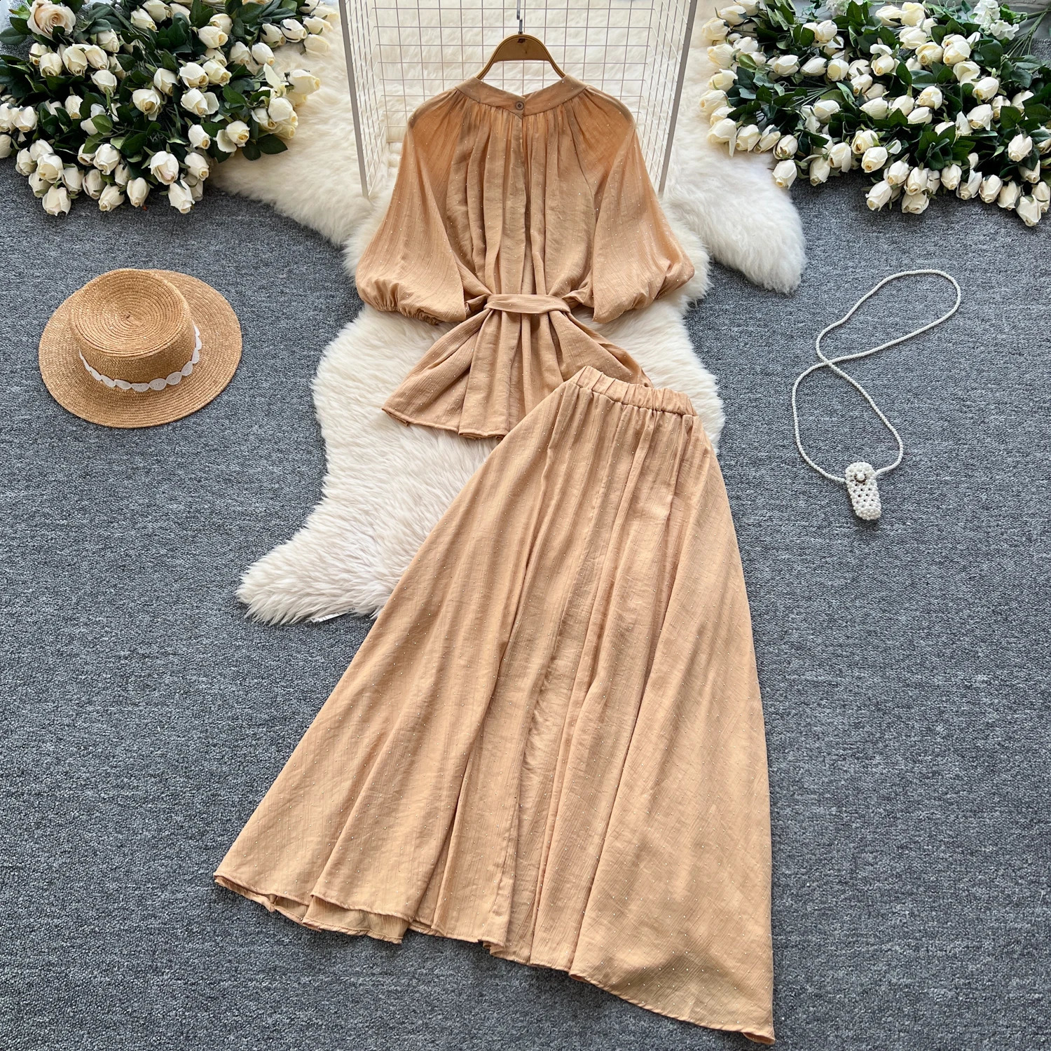 Two piece threedimensional Lant sleeping gown for women fashionable summer tight fitting womens clothing 250414Z