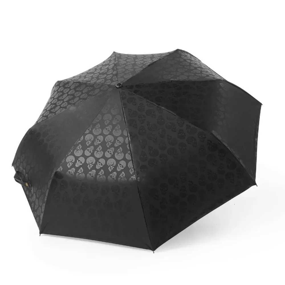 Black Devil Skull utomaticlly Umbrella Rain Women 3 Fold nti UV Sun Rain Male Men Parasol Business Windproof Travel Umbrellas C251117