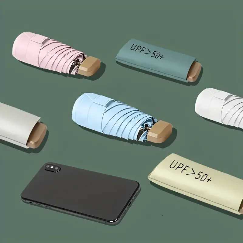 6-Rib Mini Folding Umbrella Lightweight Aluminum Handle Manual Open/Close Portable Cartoon Design Durable for Rainy Days C251117