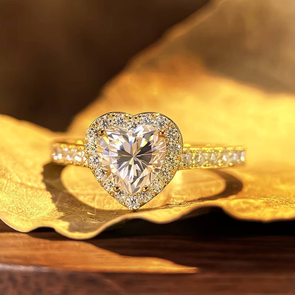 Womens Engagement Heart Rings 925 Sterling Silver VVS Moissanite Diamond Wedding Promise Rings Elegant Jewelry