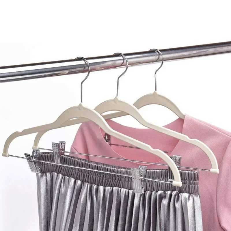 5 Pcs/lot Garment Suit Multifunction Clothes Hangers with Clips Non-Slip Closet Laundry Wardrobe Organizer Drying Rack Velvet C251117