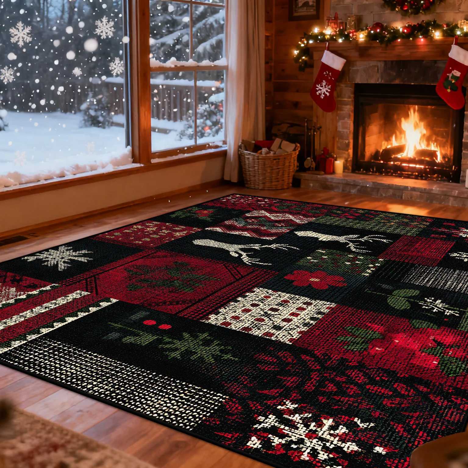 Christmas American Style Carpet for Living Room Decoration Sofa Coffee Table Area Rugs for Bedroom Large Area Floor Mat WashableM251117