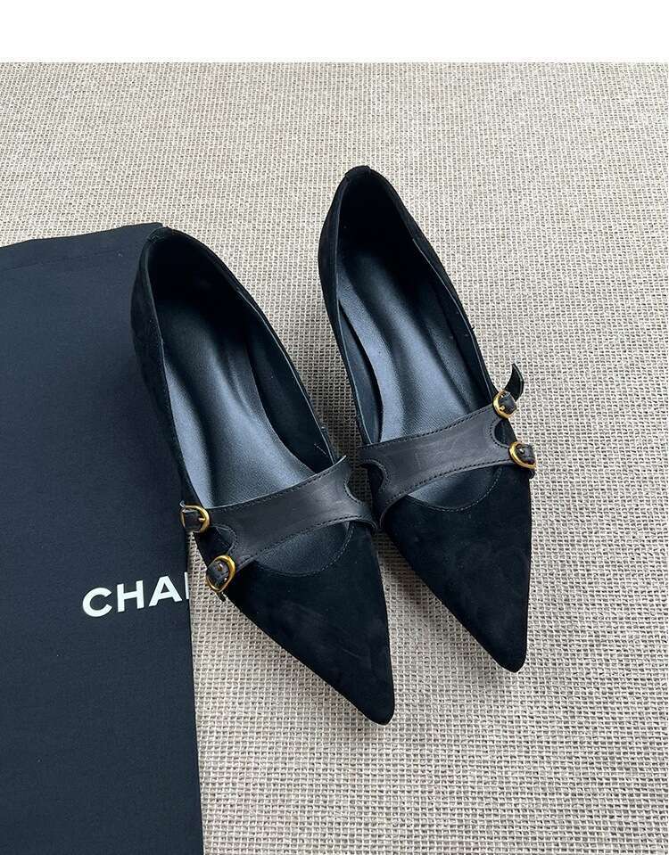 Suede Genuine Leather Pumps for Women with Wedge Elegant Designer Shoe Work Shoes womens Brown flats dressy