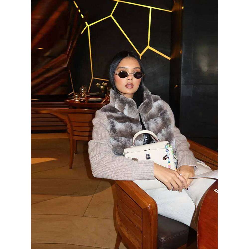 Women's Stand Collar Full Sleeve Faux Fur Solid Zipper Female Jackets 2025 Autumn Fashion Chic Cozy Lady Outwears Winter Puffer Jacket Women