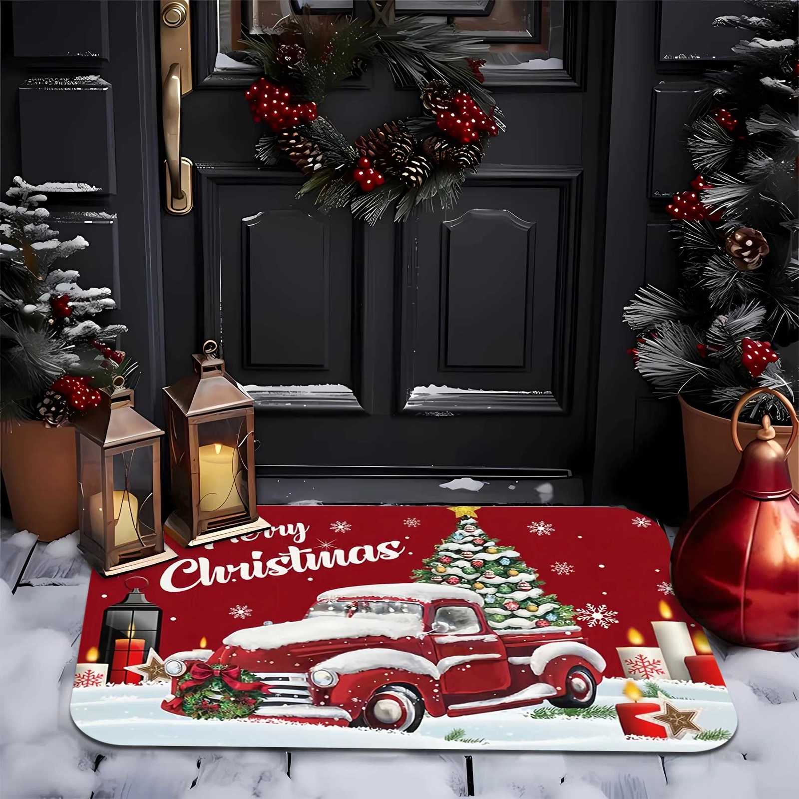 Christmas Car Snowman Kitchen Floor Mat Home Decor Carpet for Living Room Kitchen Hallway Balcony Rugs Christmas DecorationsM251117