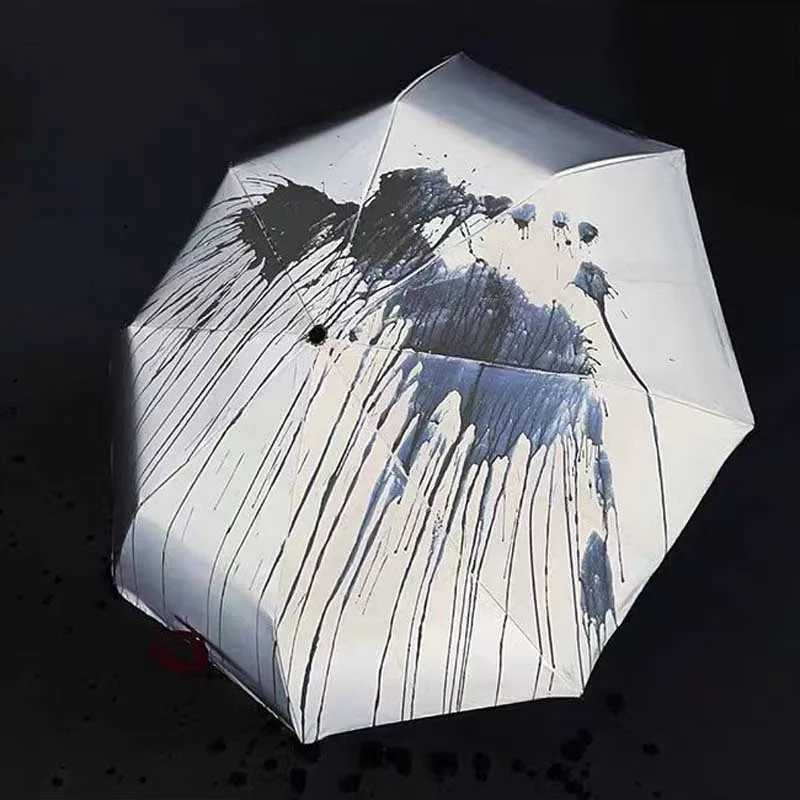 Iridescent Night reflective color change by watering safety automatic EVA folding dazzling future warrior changing umbrella C251117