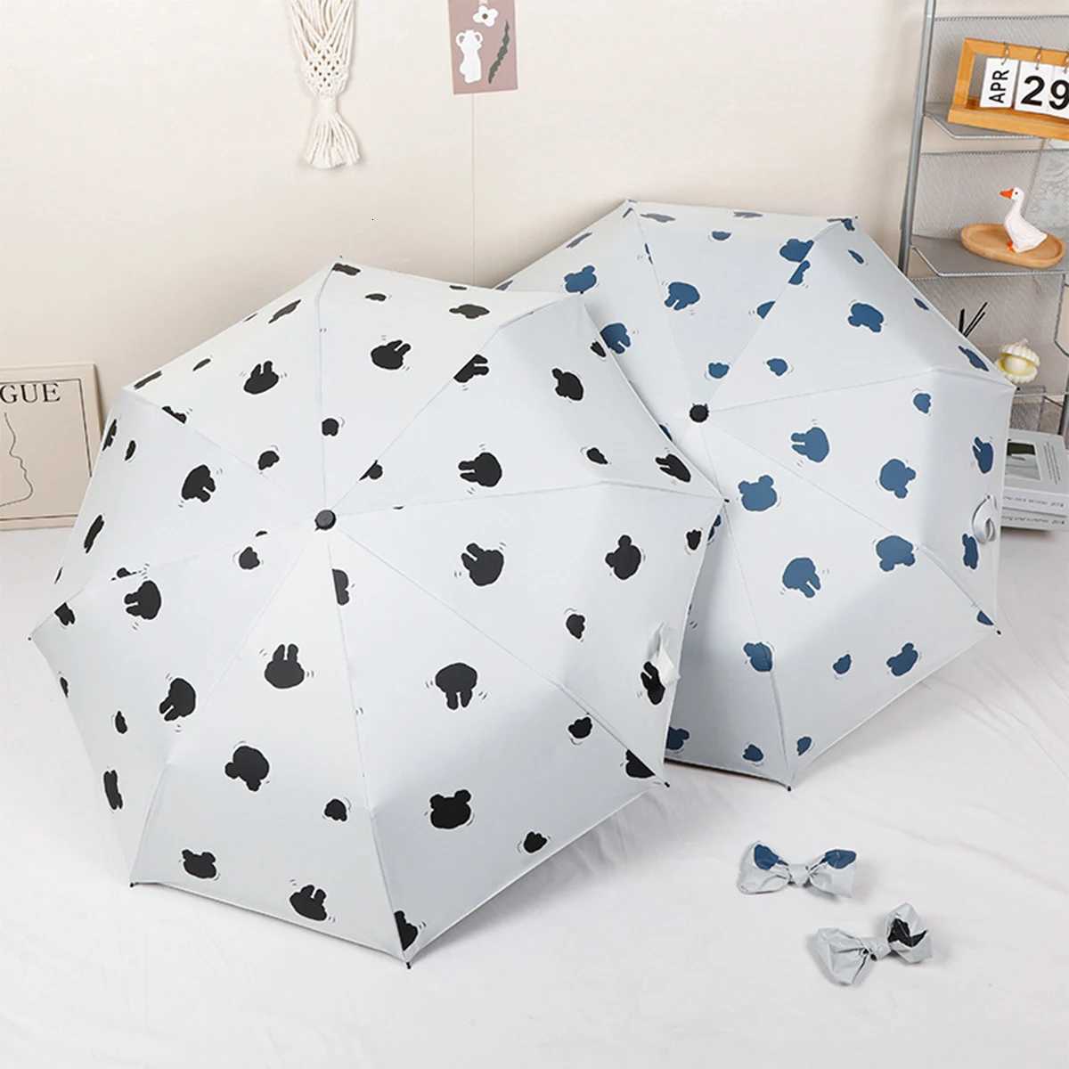 Ins Wind Flower Automatic Umbrella for Girls Fresh Folding Student Black Glue Sunscreen Rain and Rain Dual Use Sunshade Umbr C251117