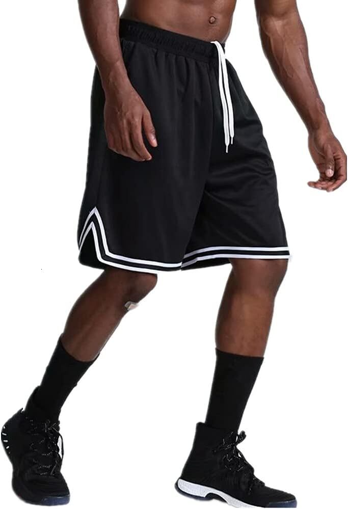 Men's basketball with zippered pockets, sports shorts